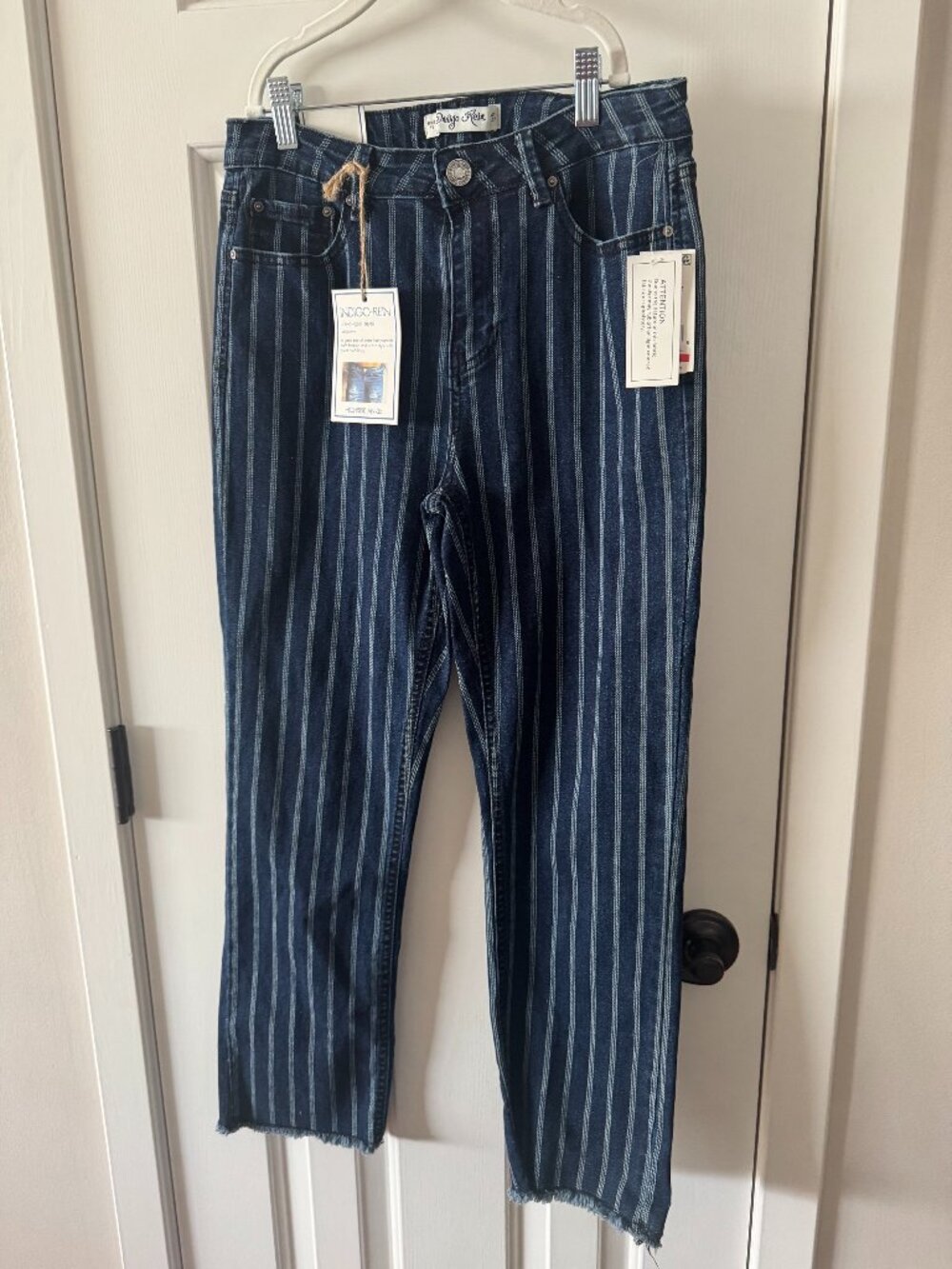 Indigo Rein Highrise Ankle Striped Denim Jeans Size 11 Juniors New with Tags